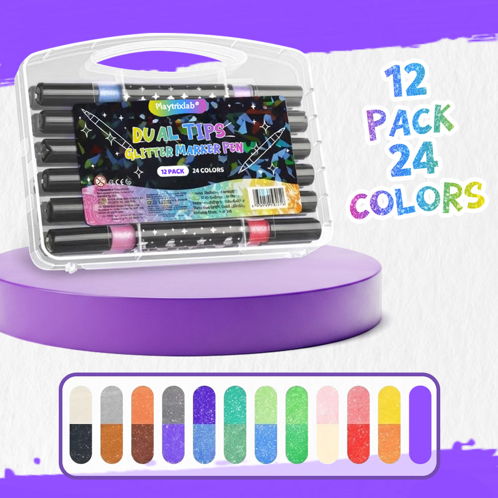 Playtrixlab® Dual Tips Glitter Marker Pen