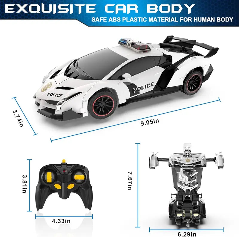 Playtrixlab® Transformer RC Car Flash Robot 🚔