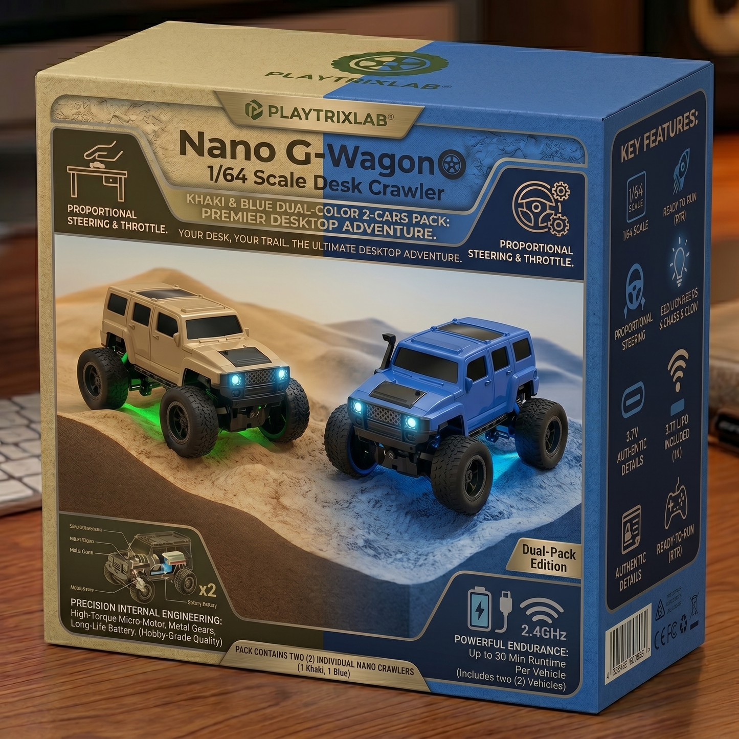 Playtrixlab® Nano G-Wagon🛞1/64 Scale Desk Crawler