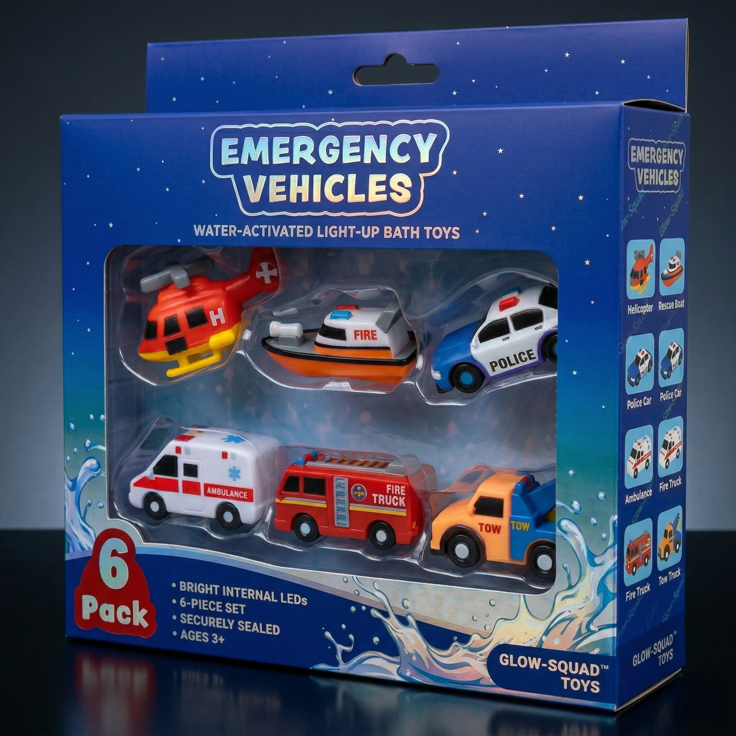 ⭐️Playtrixlab® Glow-Squad Water Activated Flashing Light Up Bath Toys